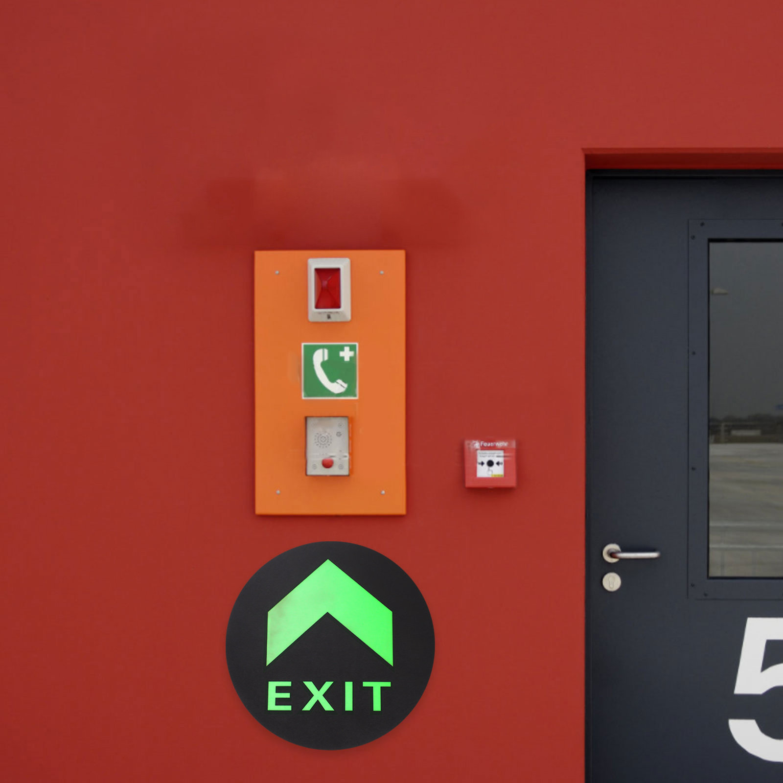 Emergency Exit Sign - 5Pcs Stiker Lantai Tanda Keluar Bercahaya