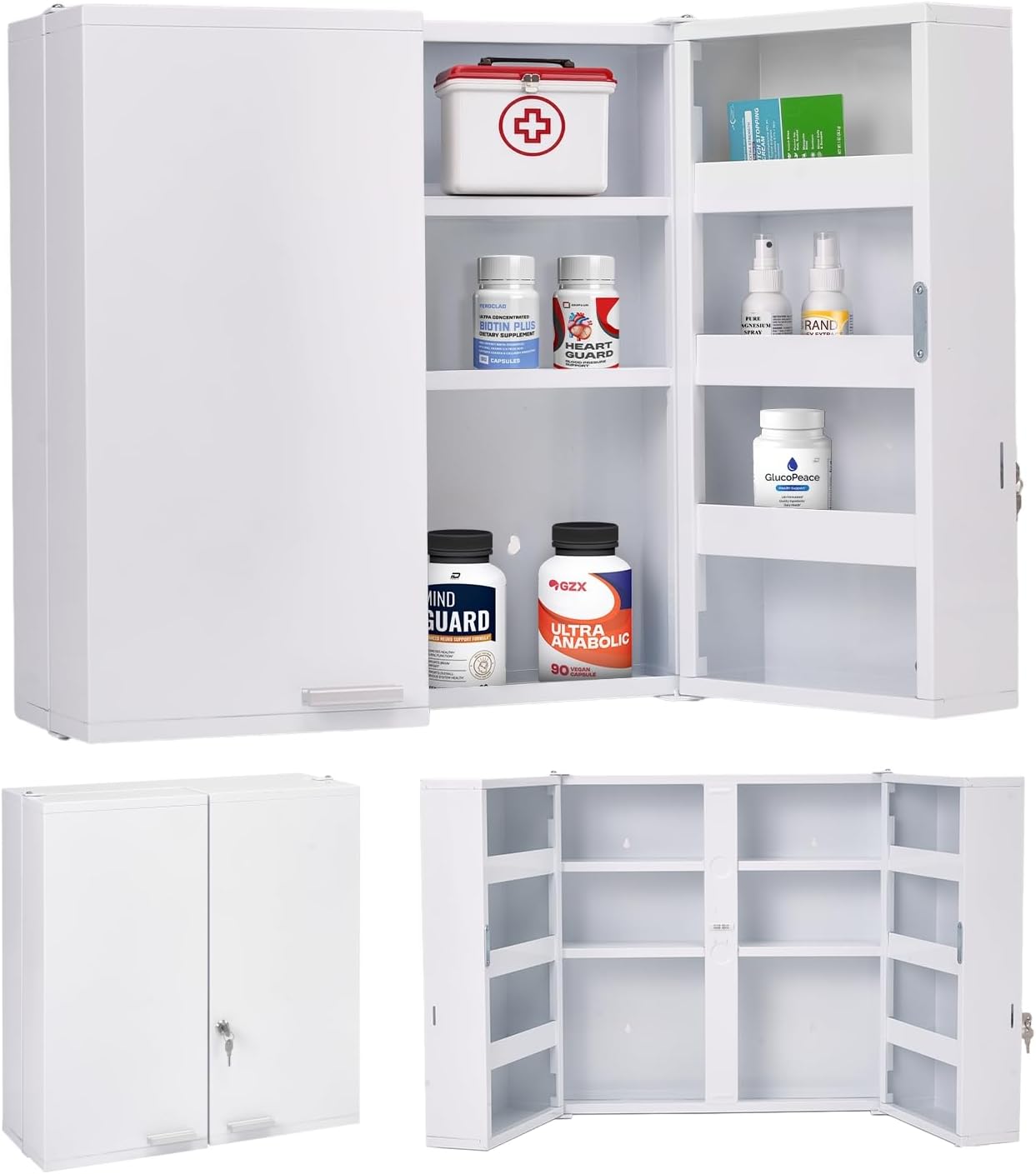 Medicine Cabinet Lock - Lemari Obat Besar Berkunci, 11 Rak,